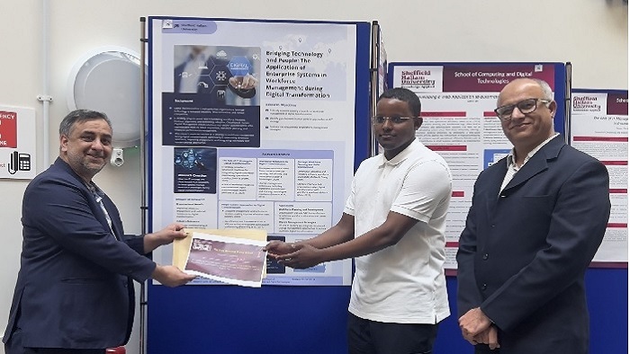 Poster presentation celebrating a student's success