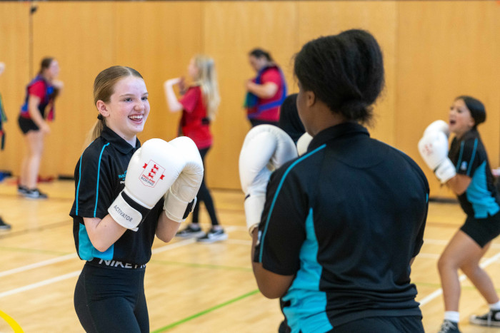 This Girl Can sports programme image of two girls boxing