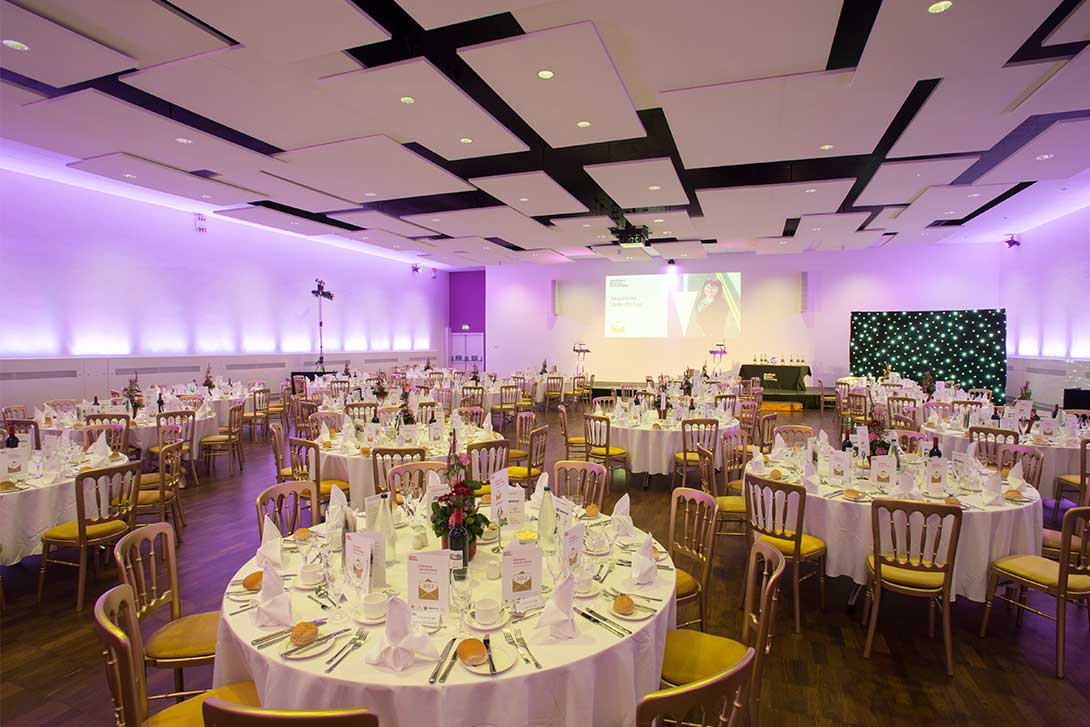 Tables laid for banquet