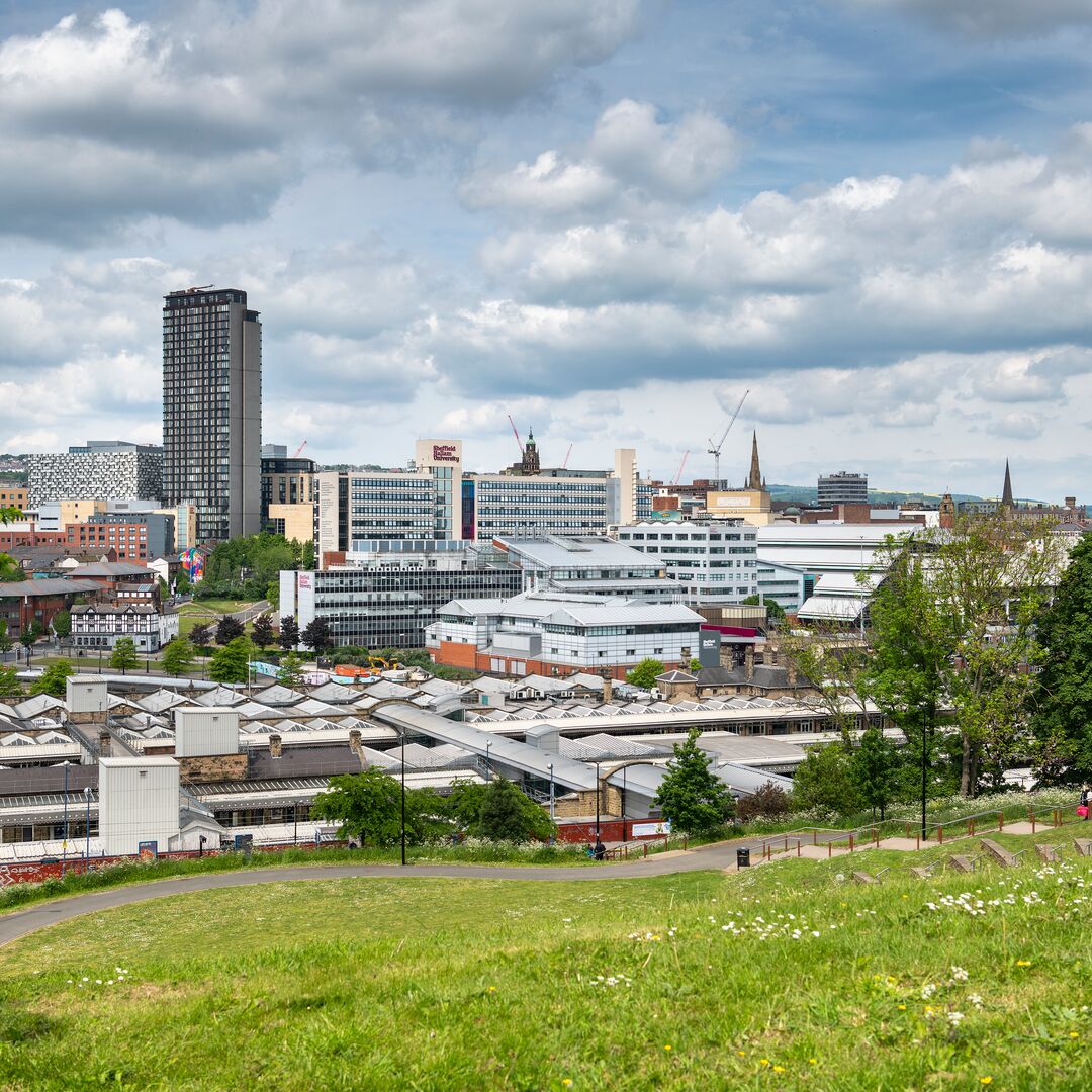 Image shows skyline of Sheffield 