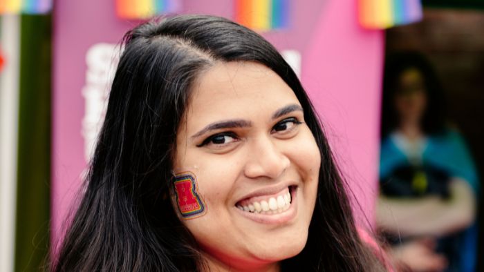 Student at Pride event 