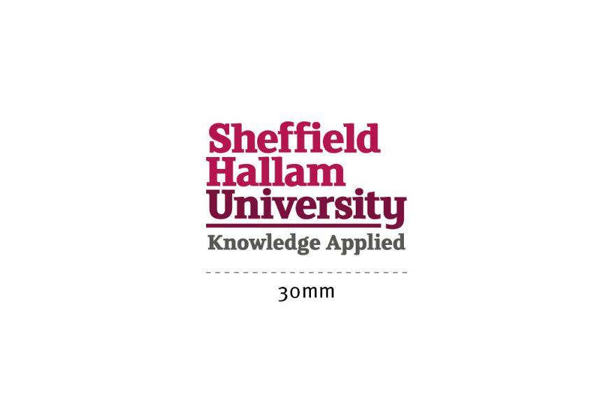 Sheffield Hallam University logo sizing example