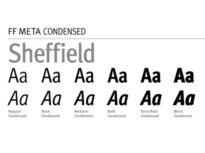 Meta condensed font example 