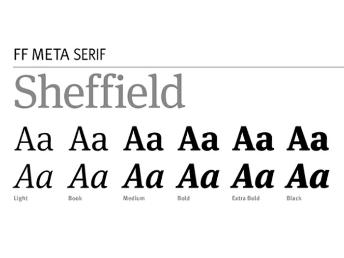 Meta serif font example