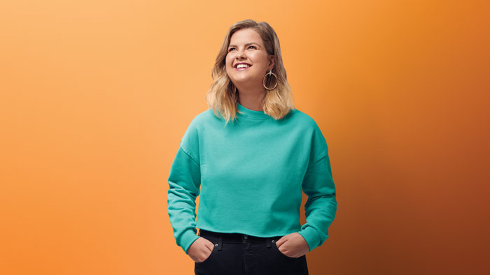 girl on orange background