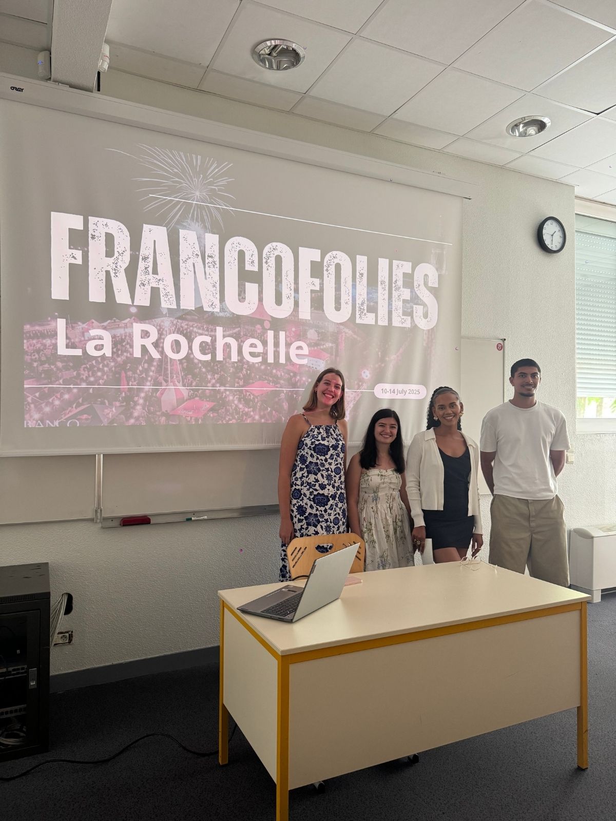 Students in front of white board