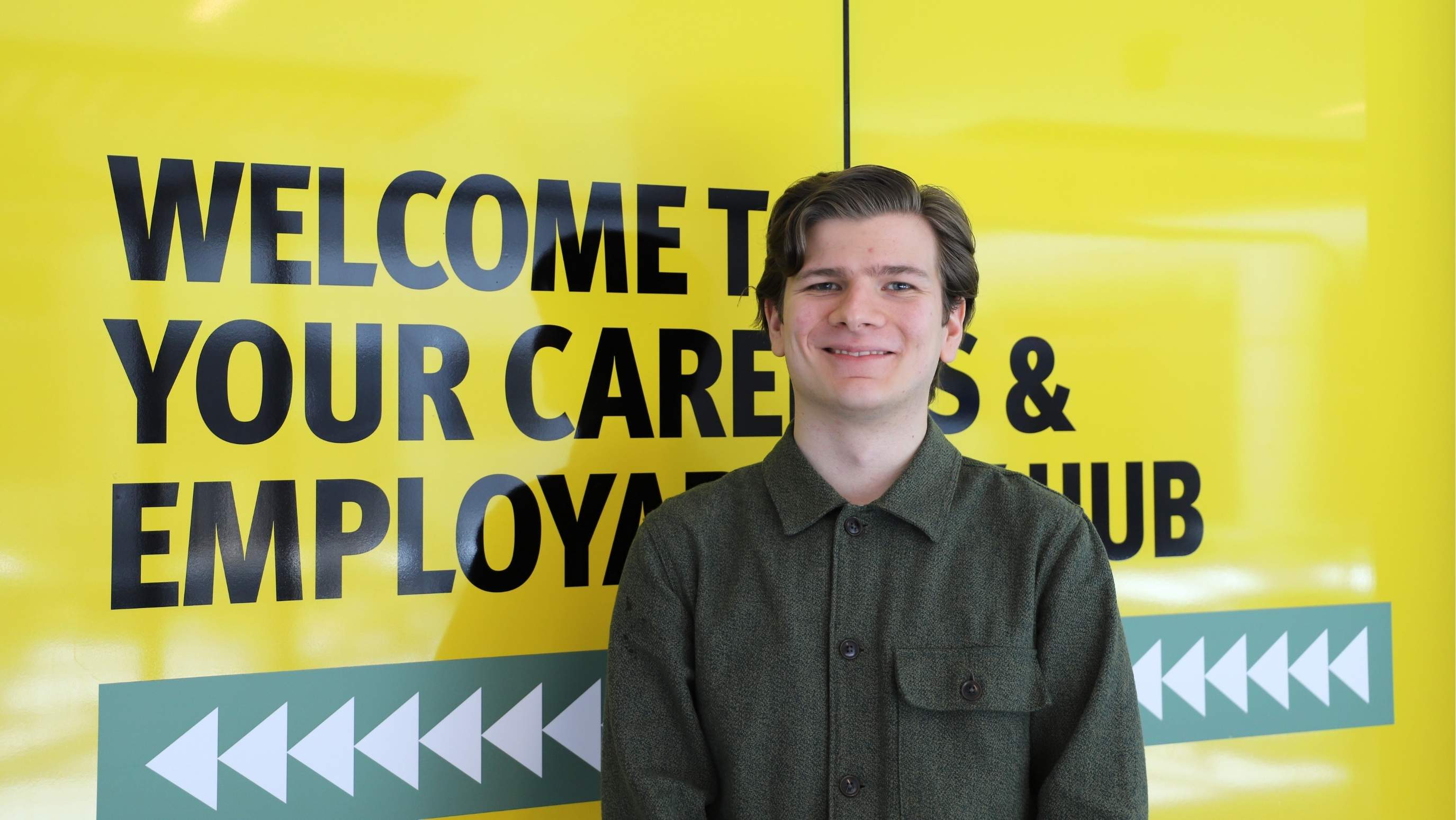 Film student, Mitchell outside of the Careers Hub