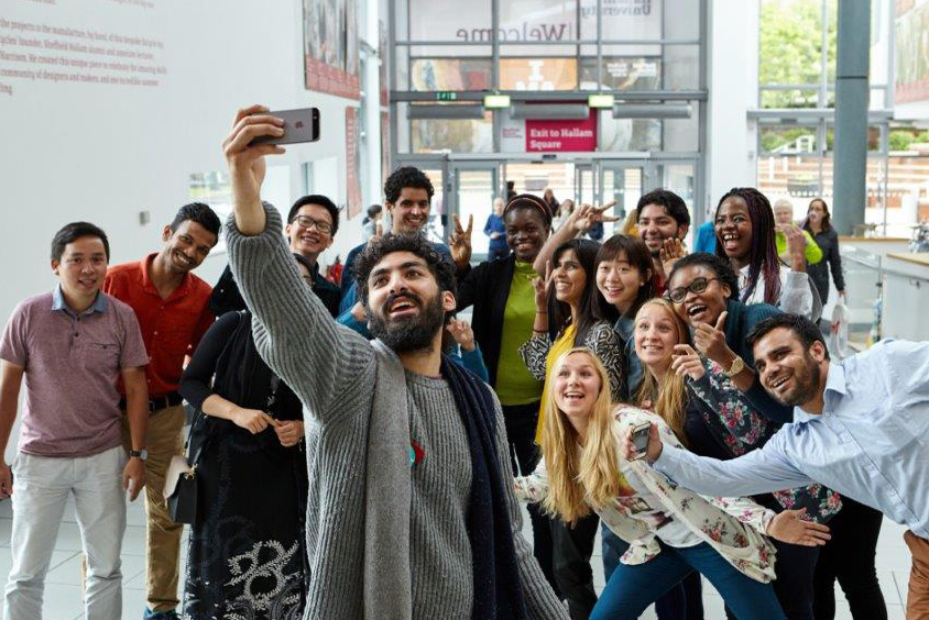 Group of students posing for a selfie