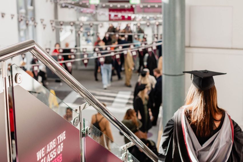 Looking down in Owen Building at Sheffield Hallam graduation