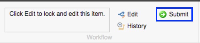 The 'workflow' section with the 'submit' button highlighted