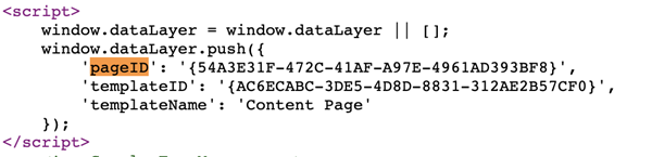 The page ID found from a pages source code