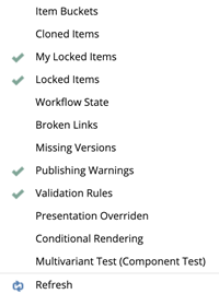 A screenshot displaying Sitecore publishing options