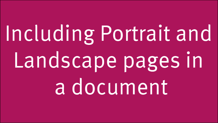 including portrait and landscape pages in a document 