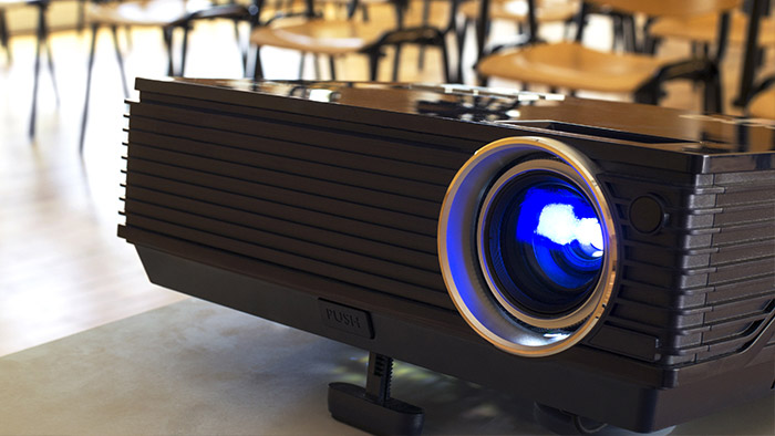 A projector sat on a table