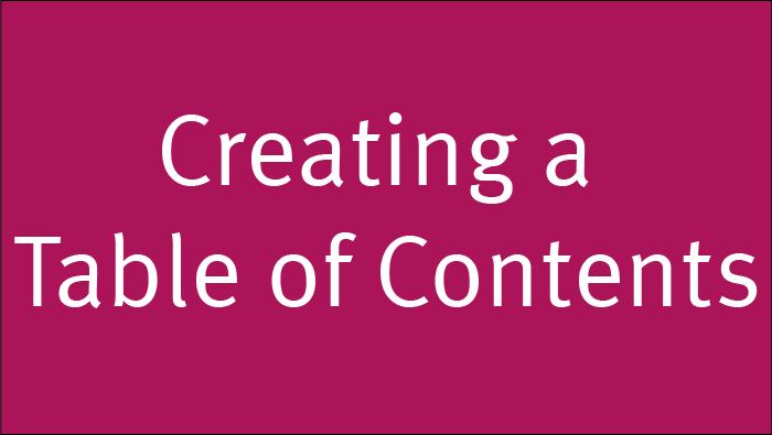 creating a table of contents 