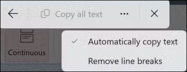 screenshot of extractor menu with drop down menu open 