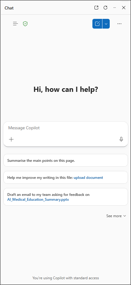 image showing the Copilot panel in Microsoft Edge