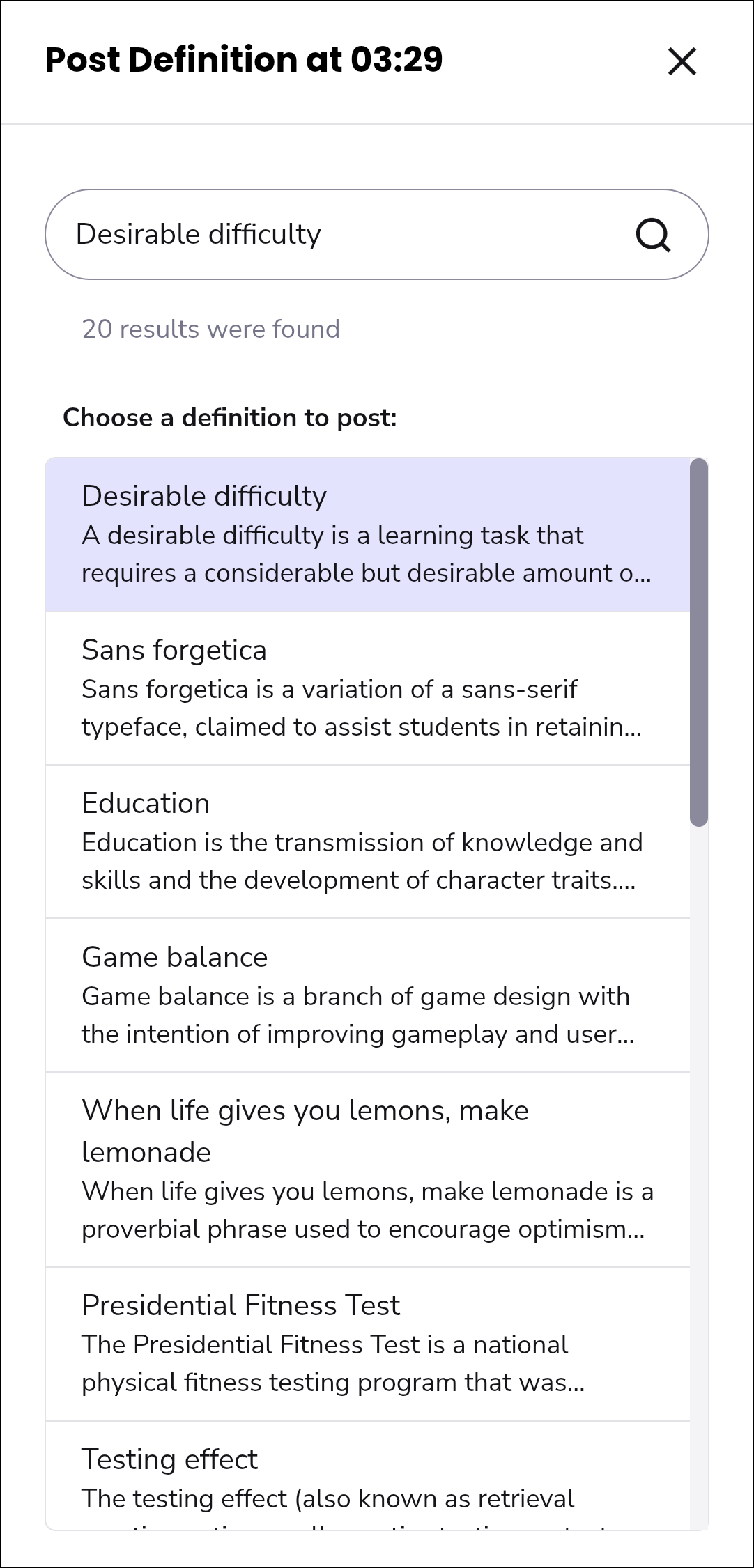 image showing the post definition screen