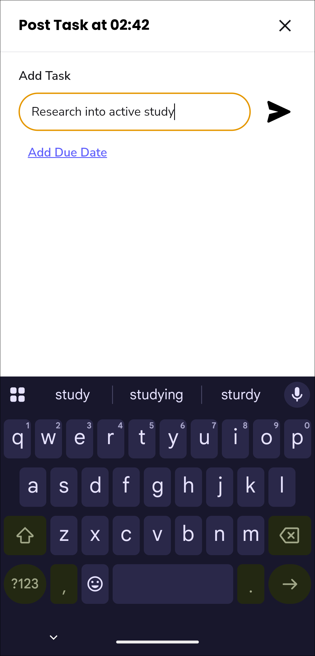 image of the post task function in Genio mobile