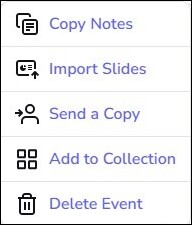 screenshot of menu before importing slides 