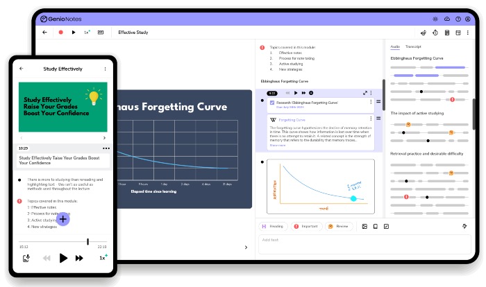 Genio desktop and app screenshots