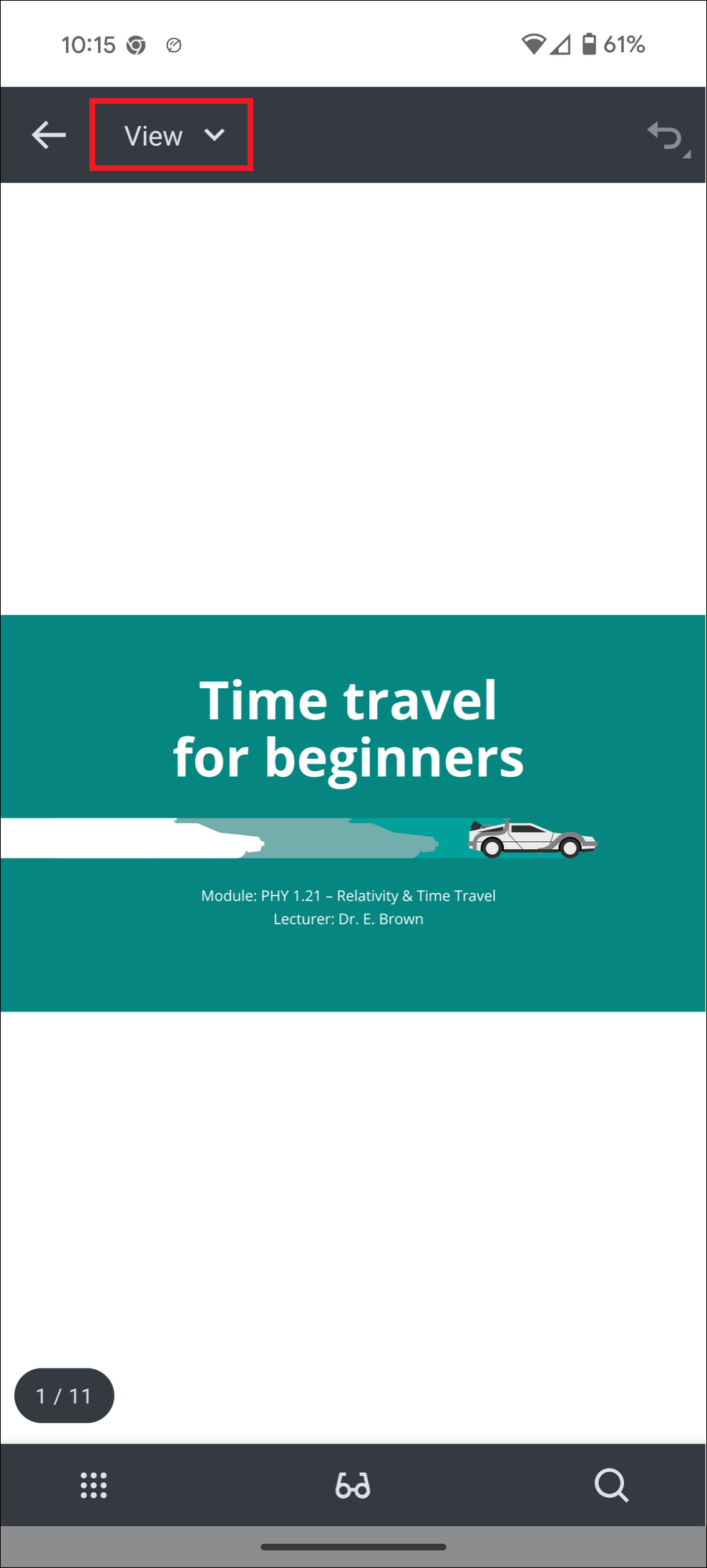 image showing the slide view options