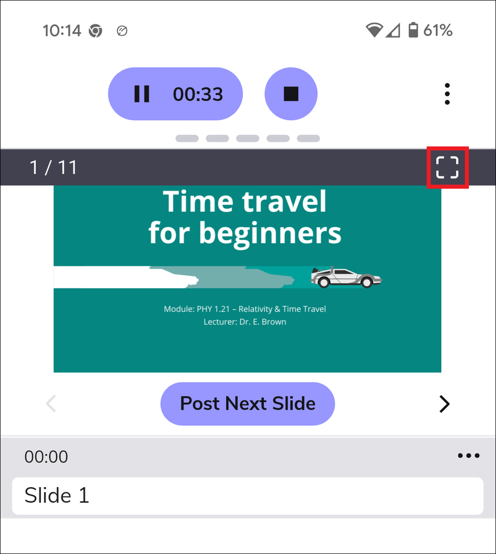 image showing the toolbar at the top of a selected slide