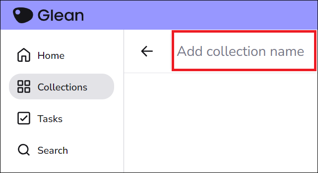 box showing space to add name of new collection