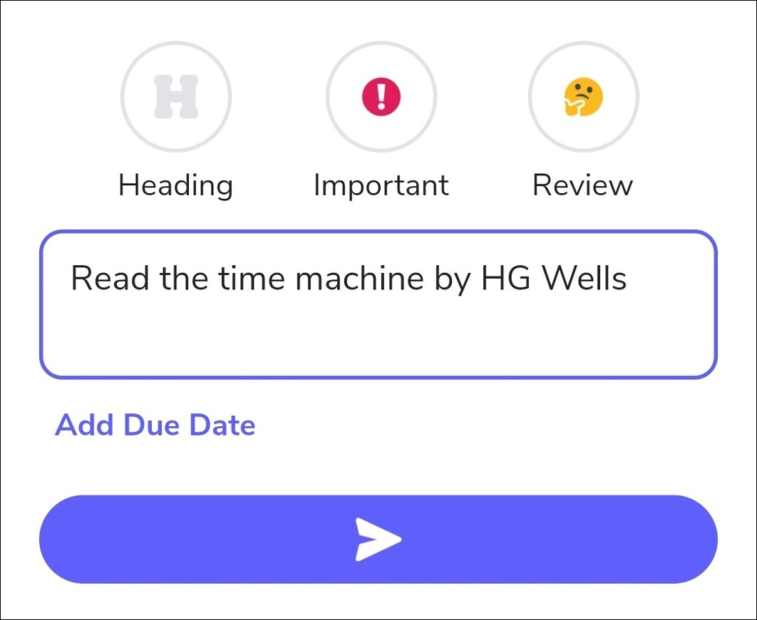 Showing text in the task text field