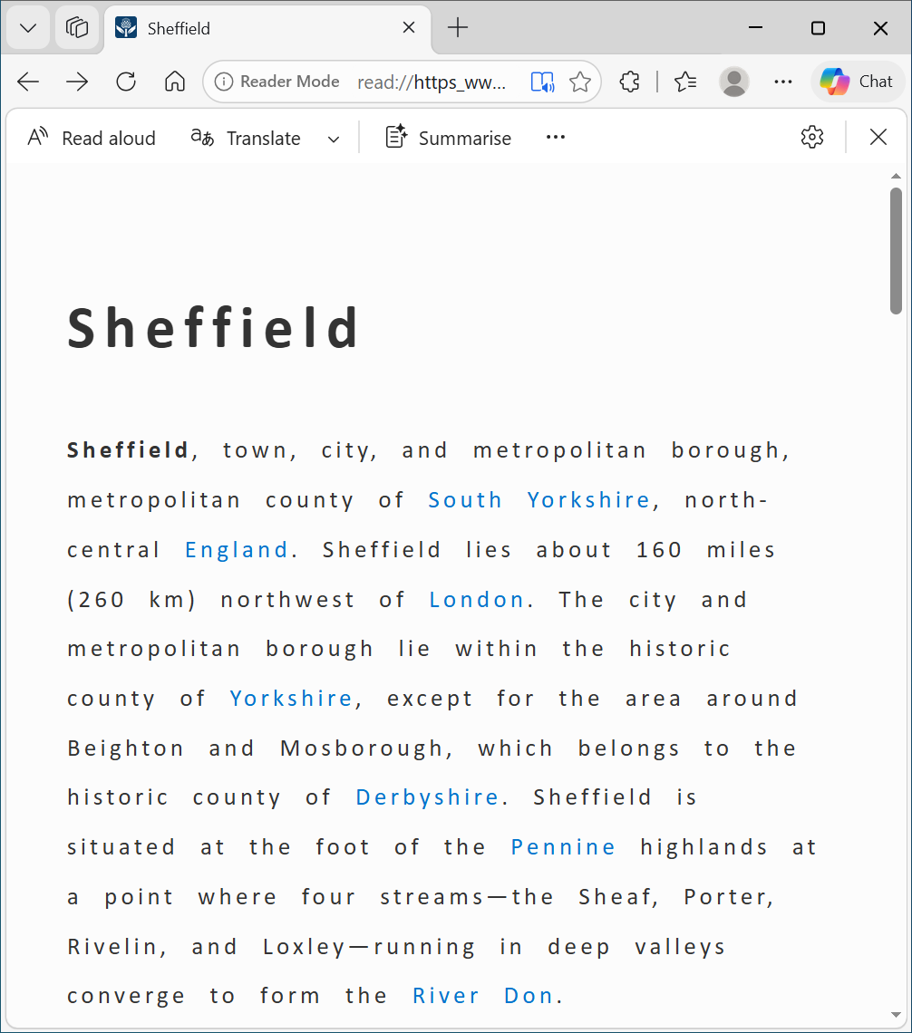 Background colour changed to sepia, Immersive Reader in Word