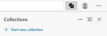 New collection menu, Edge