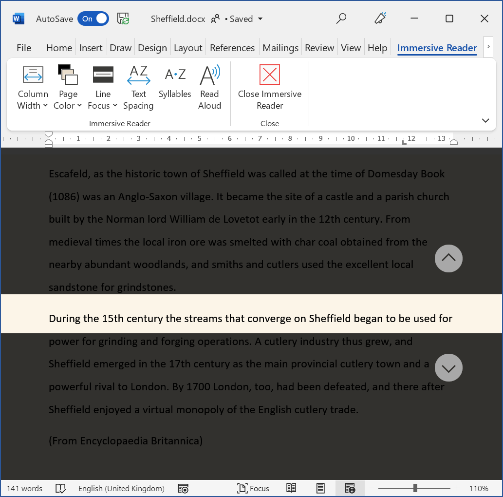 Line Focus in Word (with one line focused)