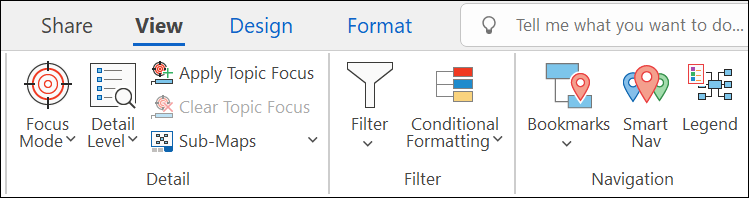 The MindView view ribbon with the Legend button highlighted