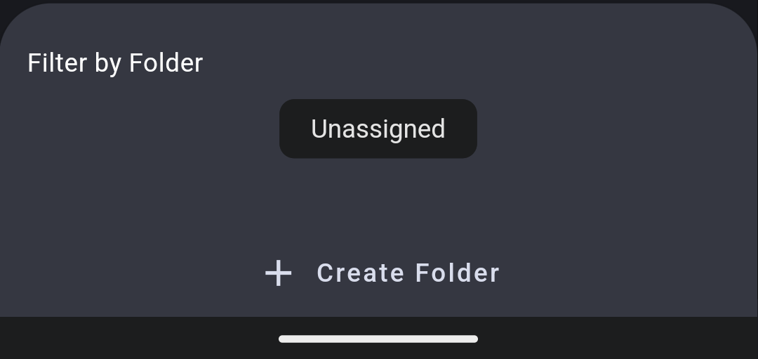 buttons for adding to or creating new folders