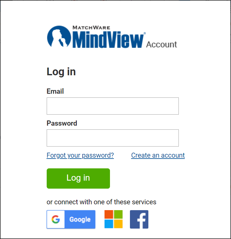 Mindview login screen