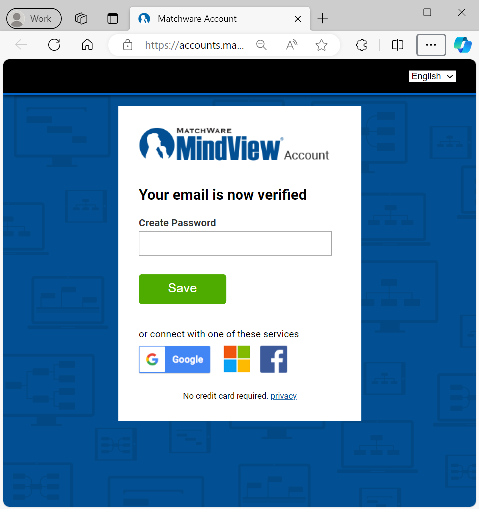 Screenshot of the Mindview Online 'Create Password' page