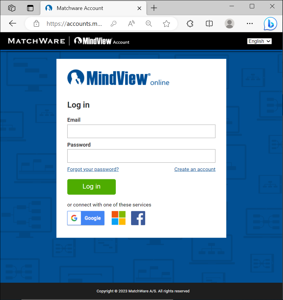 Mindview Online login screen