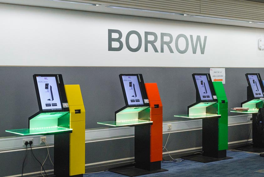 Borrow book terminals in Assets library 