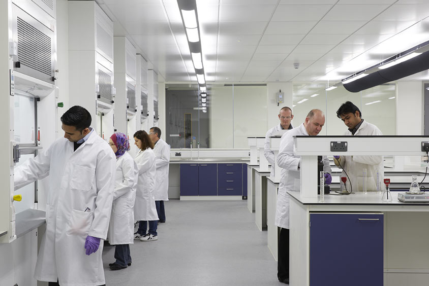 Scientists working with in one of Sheffield Hallam's labs