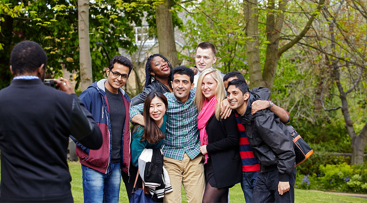 International students posing for camera