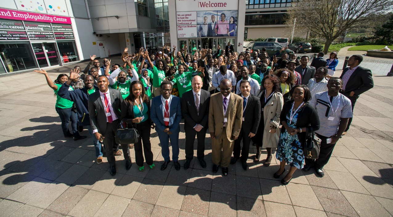 Nigerian students outside Sheffield Hallam University