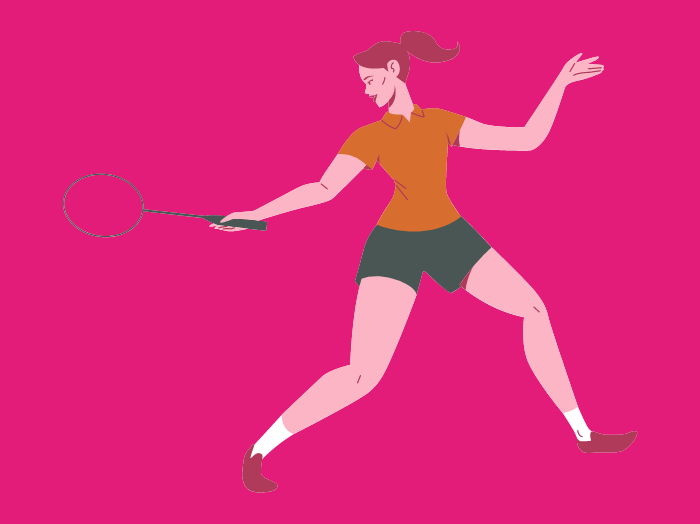 woman playing badminton