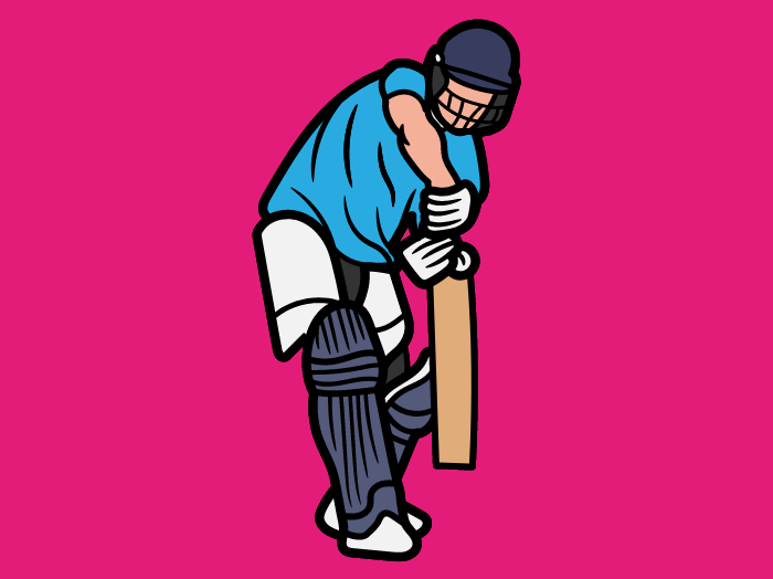 Graphic of person playing cricket
