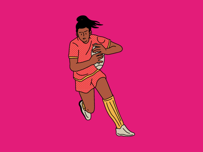 Graphic of women playing rugby