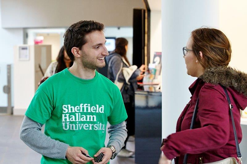 Student Ambassador greeting a student