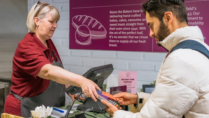 Student purchasing food from Hallam Cafe in Charles Street