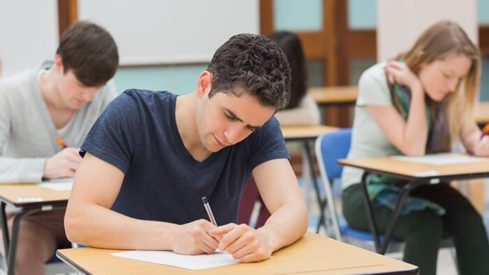 A student sitting an exam