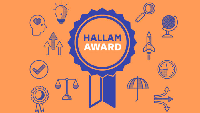 Hallam Award logo on a orange background
