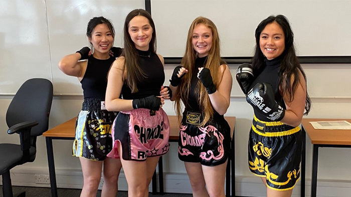 Student organisers of a charity boxing event 