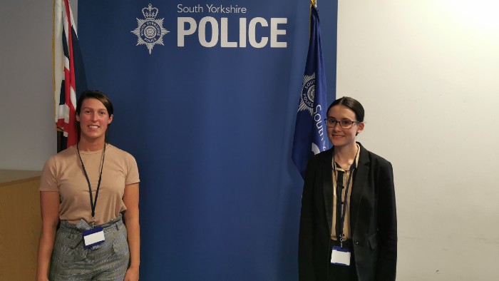 Emily Leaning and Georgia West who have just begun a Police Constable degree apprenticeship at Sheffield Hallam